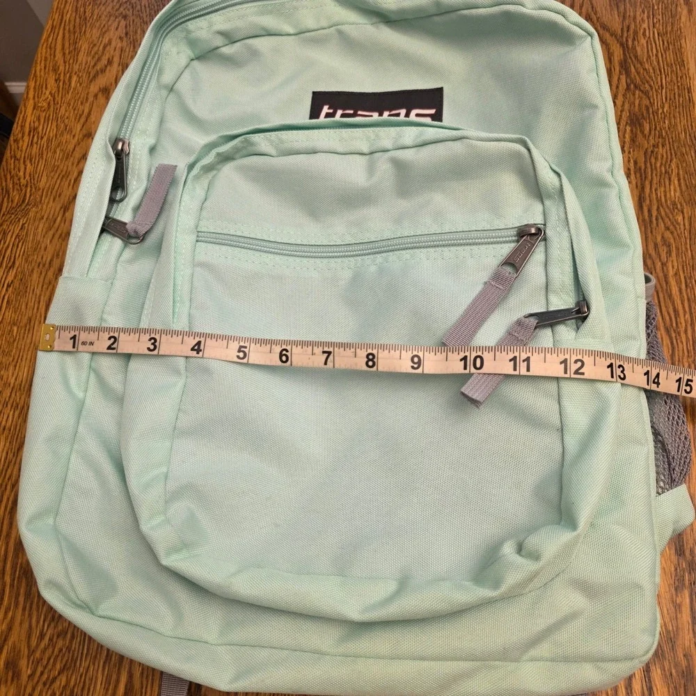 Trans by JanSport Mint Green Backpack School Bag Padded Straps Mesh Pocket 4 Zip